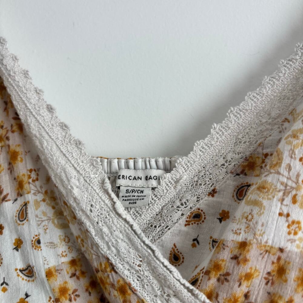 American Eagle Patchwork Babydoll Handkerchief Tank Top Boho Bandana Camisole SP - Picture 6 of 8
